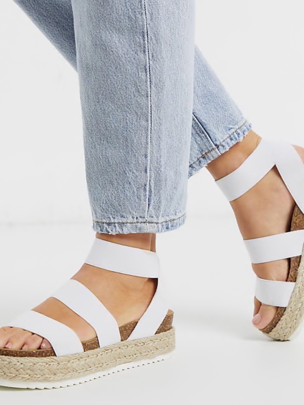 Steve Madden White Strappy Espadrille Platform Sandals